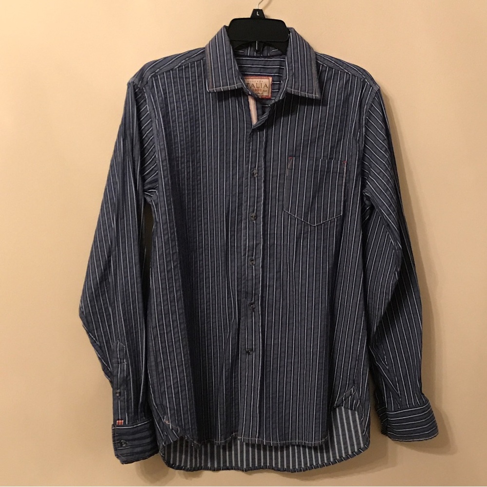 Vintage Italia Striped Long Sleeve Dress Shirt